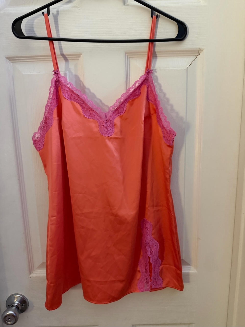 Victoria's Secret Coral Slip with Pink Lace Trim